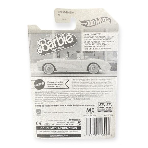 BARBIE The Movie HOT WHEELS Car 1956 Pink Corvette Toy 1:64 Scale Diecast Metal - Picture 3 of 4